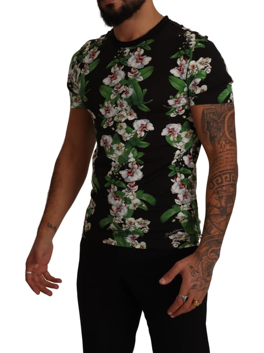 Camiseta de hombre con estampado floral negro de Dolce & Gabbana - Image 2