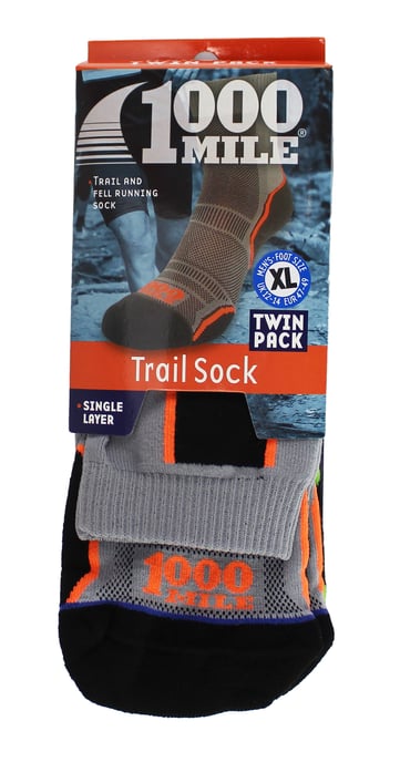 1000 Mile - Calcetines de una capa para hombre Trail Repreve Running Sports Breathable - Negro / Neón - Image 2