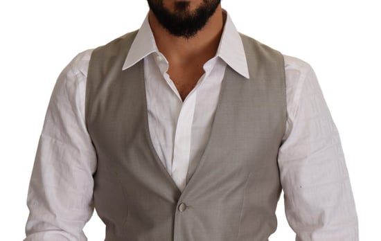 Chaleco de lana beige de un solo botón para hombre de Dolce & Gabbana - Image 4