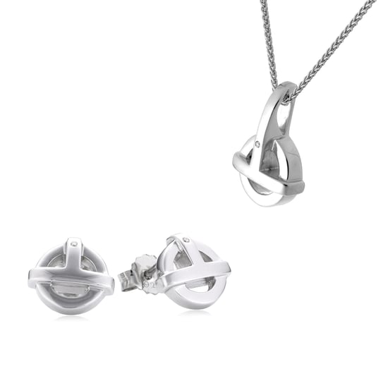 Orphelia Women's 925 Sterling Silver Set: Chain-Pendant + Earrings - Silver SET-5677 - Image 1