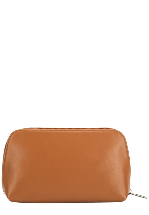 Soft Grain Leather Zip Top Cosmetic Bag
