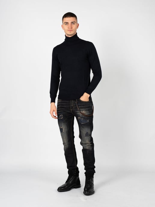 Xagon Man Suéter Turtleneck del hombre azul oscuro - Image 5