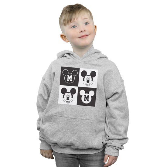 Disney Boys Mickey Mouse Smiling Squares Hoodie (Sports Grey)
