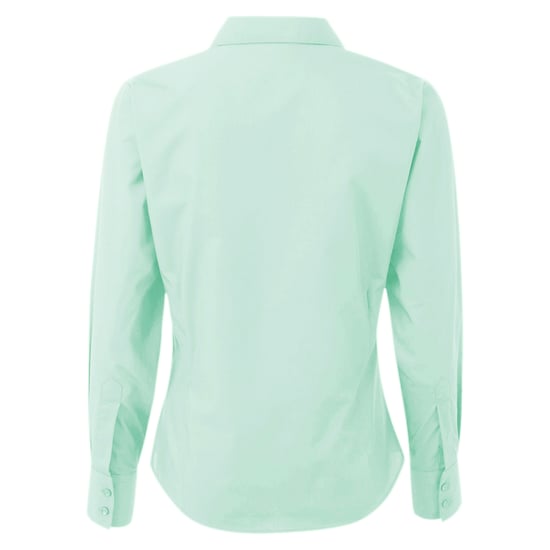Premier Womens/Ladies Poplin Long-Sleeved Blouse (Aqua) - Image 2