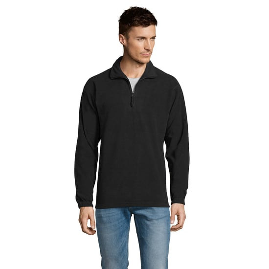 SOLS Unisex Adult Ness Half Zip Fleece Top (Black) - Image 1