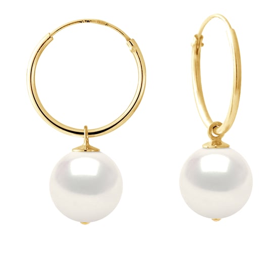 DIADEMA - Earrings - Yellow Gold and Real Freshwater Pearls