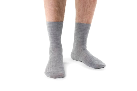 Steven - Calcetines de lana merino para hombre con parte superior suave y holgada para pies hinchados -Gris claro - Image 2