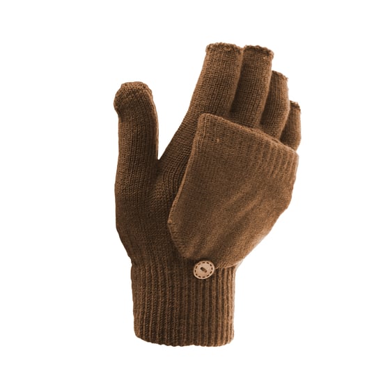 FLOSO Ladies/Womens Winter Capped Fingerless Magic Gloves (Brown)