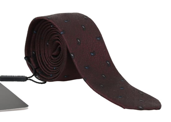 Corbata delgada de seda 100% en burdeos con estampado de Dolce & Gabbana - Image 1