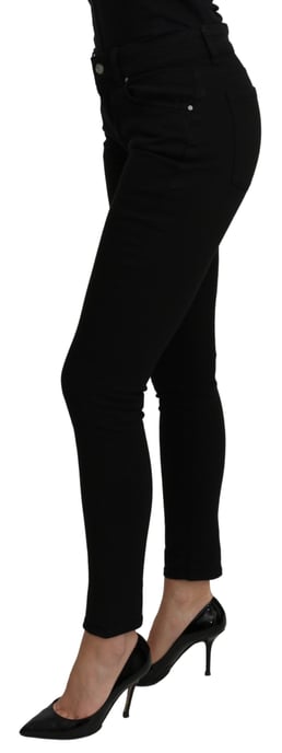 Jeans de algodón elástico negros de talle medio slim para mujer Dolce & Gabbana - Image 3