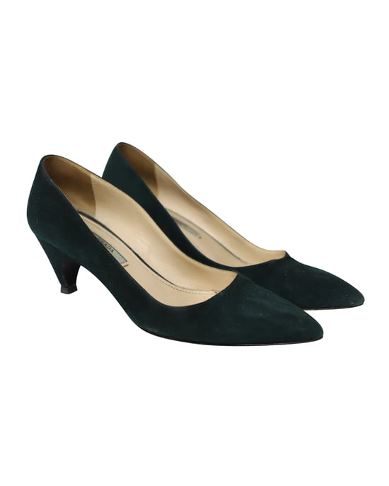 Prada Cone Heel Sandals in Green Suede - Image 3