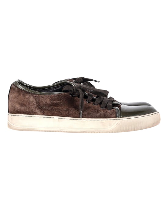 Lanvin Classic Tennis Sneakers in Brown Suede - Image 1