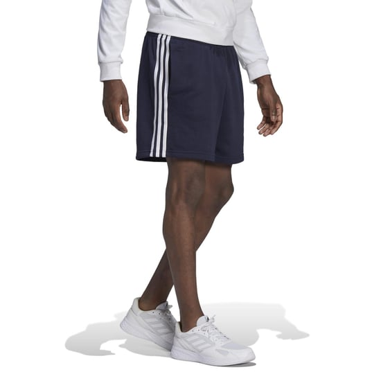Men's adidas Essentials Frech Terry 3-Stripes Short in Navy - Image 6