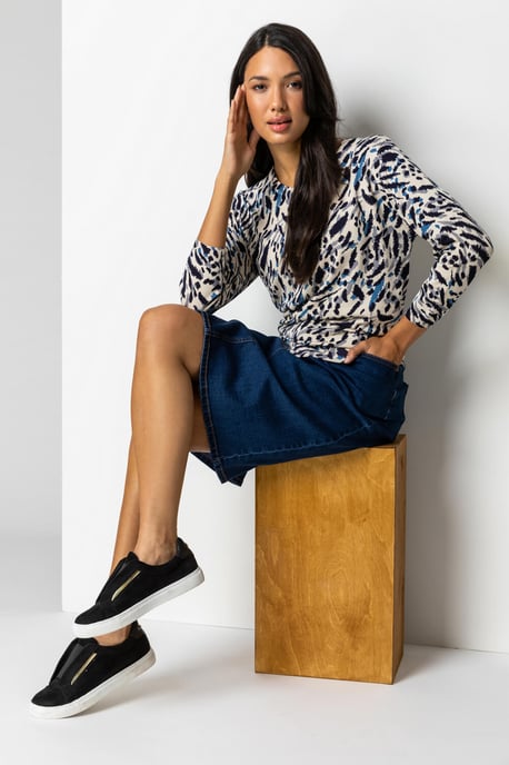 Cotton Denim Stretch Skirt