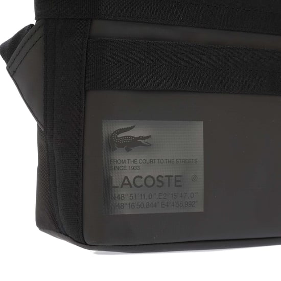 Accessories Lacoste Signature Print Water-Repellent Reporter Bag in Black
