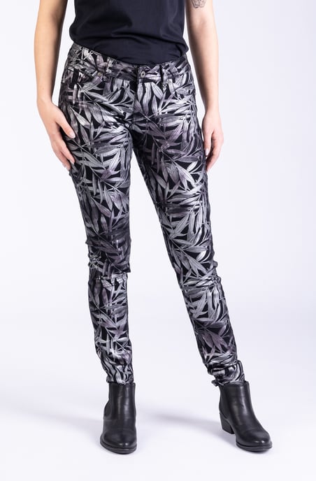 Laura Ladies Trousers Black/Silver Skinny Fit
