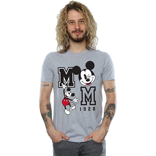 Disney Mens Jump And Wink Mickey Mouse T-Shirt (Sports Grey)