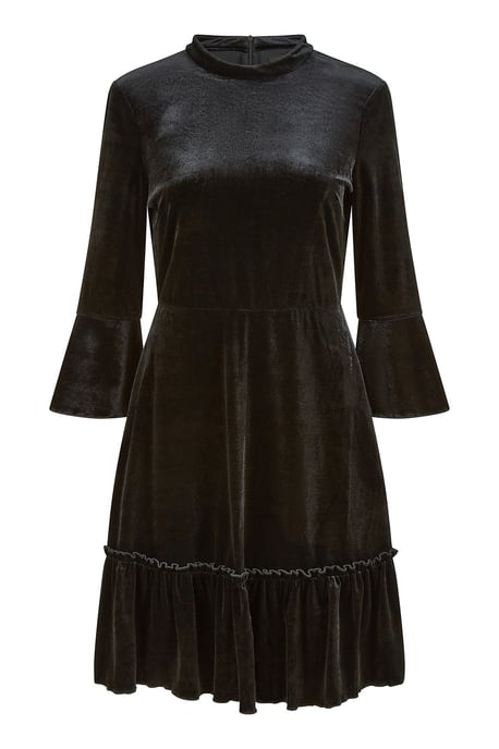 Black Velvet High Neck Skater Dress