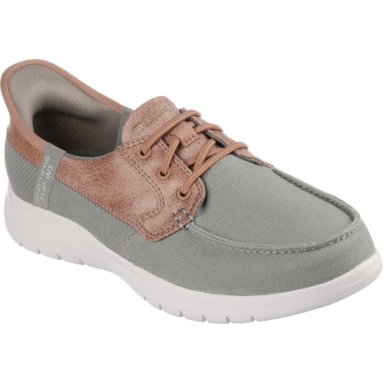 Skechers On-the-GO Flex - Palmilla Canvas/Faux Leather Women's Olive Boat Shoes - Image 1