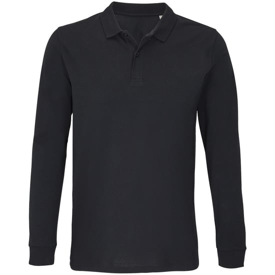 SOLS Unisex Adult Planet Piqué Long-Sleeved Polo Shirt (Black) - Image 1