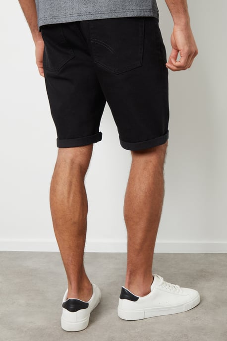 Black 'Edmonton' Turn Up Denim Shorts