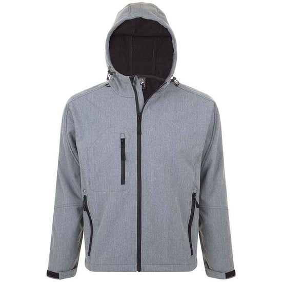 SOLS Mens Replay Hooded Soft Shell Jacket (Grey Melange) - Image 1