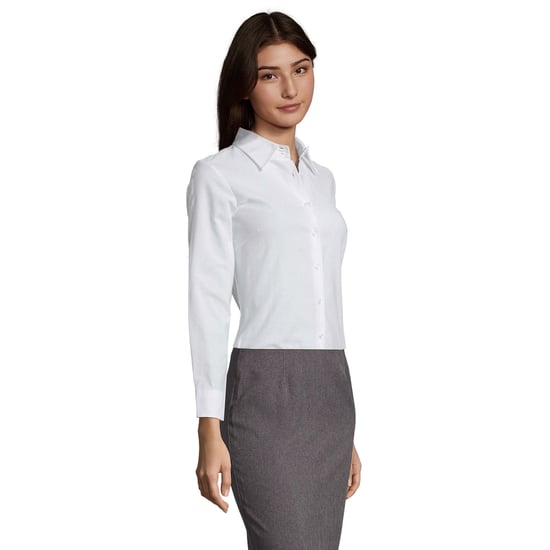 SOLS Womens/Ladies Embassy 130 Oxford Long-Sleeved Shirt (White) - Image 3