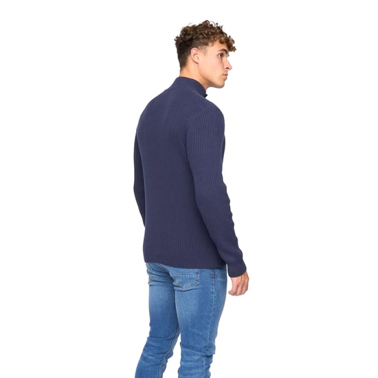 Crosshatch Mens Wellburys Chunky Knit Jumper (Navy) - Image 2