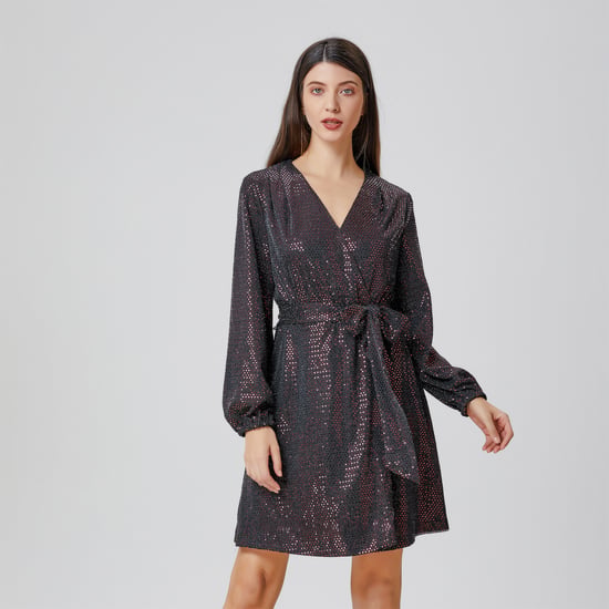 Wrap effect glitter dress - Image 3