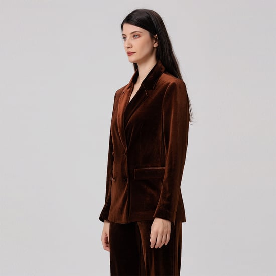 Double breasted velvet suit blazer - Image 4