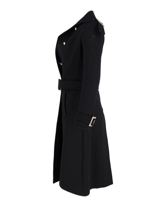Dolce & Gabbana Double-Breasted Coat with Belt in Black Wool - Image 2