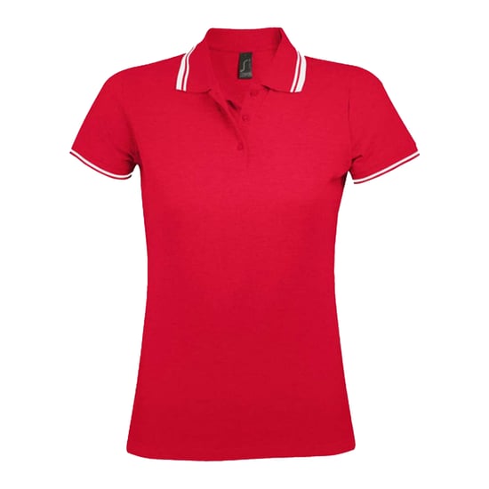 SOLS Womens/Ladies Pasadena Polo Shirt (Red/White) - Image 1