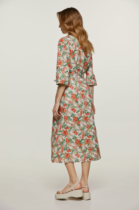 Vestido midi estilo popelín estampado - Image 3