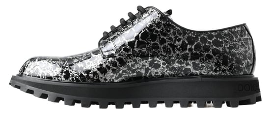 Dolce & Gabbana Men's Black White Derby Patent Leather Shoes