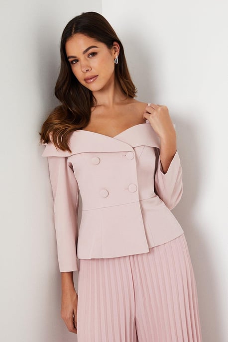 3/4 Sleeve Off Shoulder Peplum Jacket