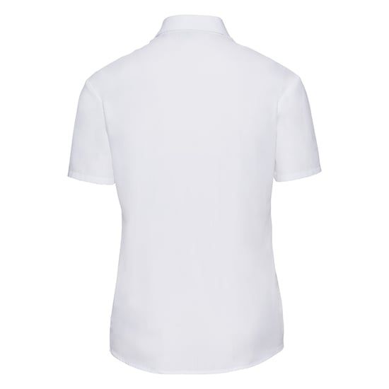Russell Collection Womens/Ladies Classic Poplin Short-Sleeved Shirt (White) - Image 2
