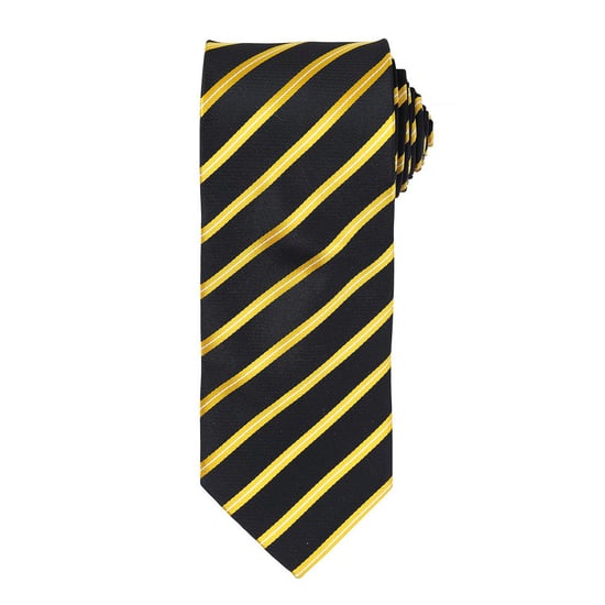 Premier Mens Stripe Tie (Black/Gold) - Image 1
