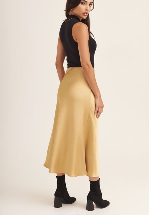 Satin Bias Cut Midi Skirt