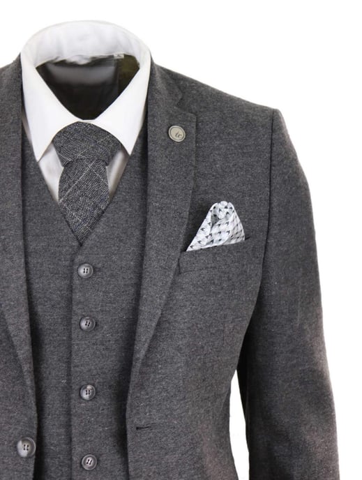 Traje retro vintage de tweed de lana gris de 3 piezas para hombre - Image 4