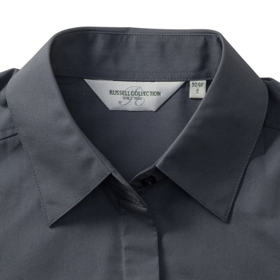 Russell Collection Ladies/Womens Long Sleeve Poly-Cotton Easy Care Fitted Poplin Shirt (Convoy Grey) - Image 5