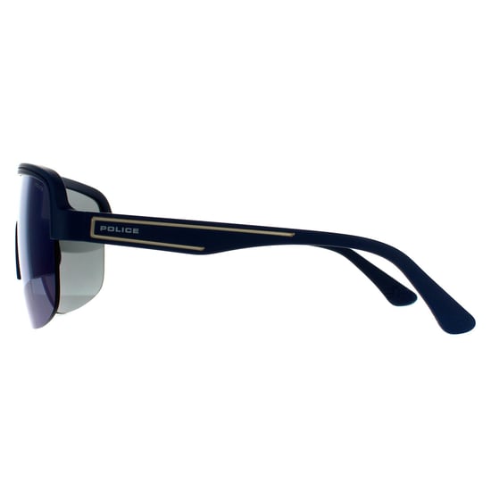 Police Semi Rimless Mens Matte Midnight Blue Mirrored Sunglasses