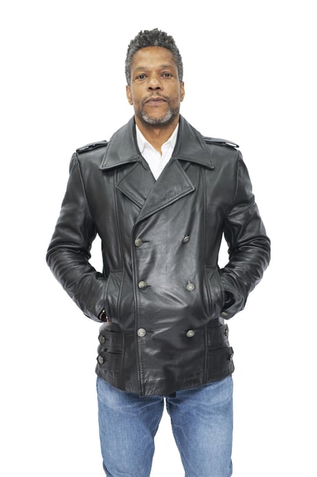 Mens Cowhide Leather Peacoat-Leiden