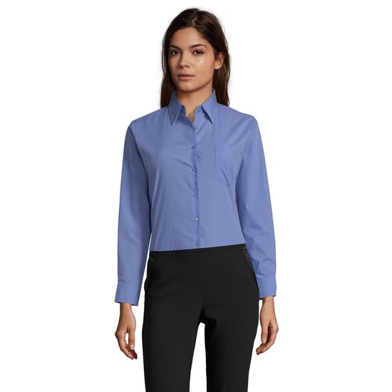 SOLS Womens/Ladies Executive Poplin Long-Sleeved Business Blouse (Middle Blue) - Image 1