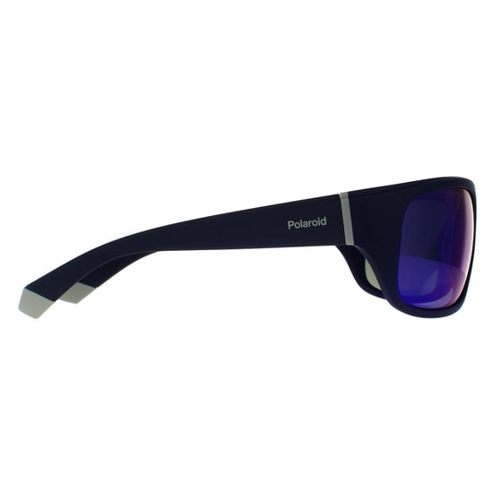 Gafas de sol polarizadas Polaroid Wrap para hombre en azul y gris con espejo azul - Image 4