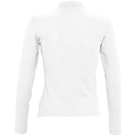 SOLS Womens/Ladies Podium Long Sleeve Pique Cotton Polo Shirt (White) - Image 2