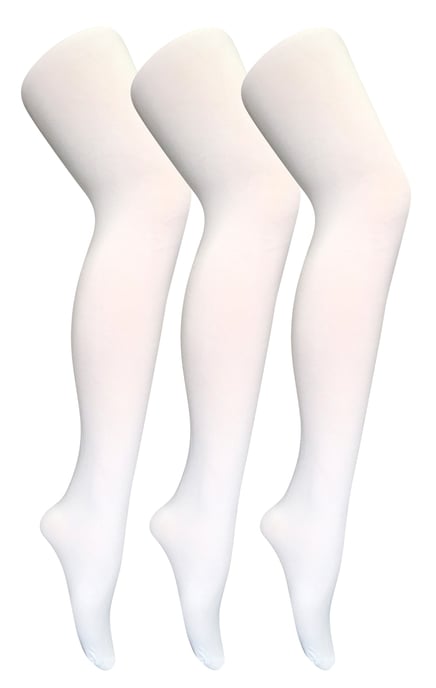 3 Pares Multipack Mallas Opacas 80 Denier Mujer | Sock Snob | Mallas Color Block - Blanco - Image 1