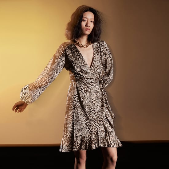 Cross-heart effect dress with animal prints