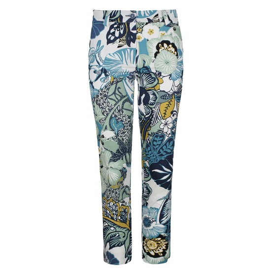 Pantalón de algodón floral en tonos azules y verdes - Image 2