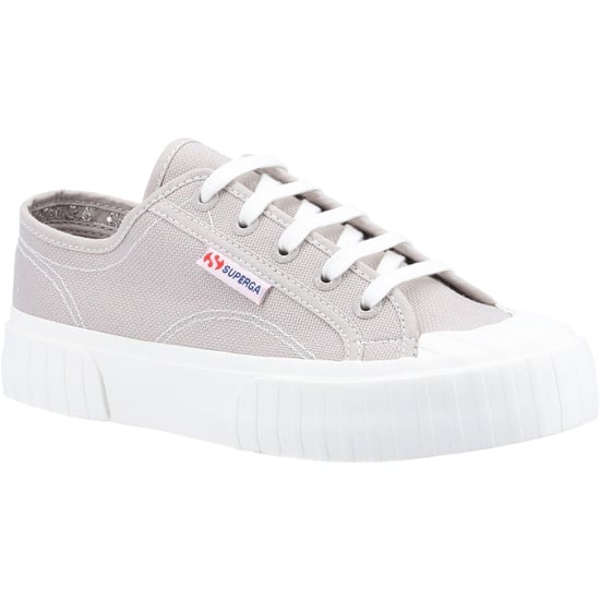 Superga 2630 Stripe 100% Cotton Women's Grey Colomba Trainers - Image 1
