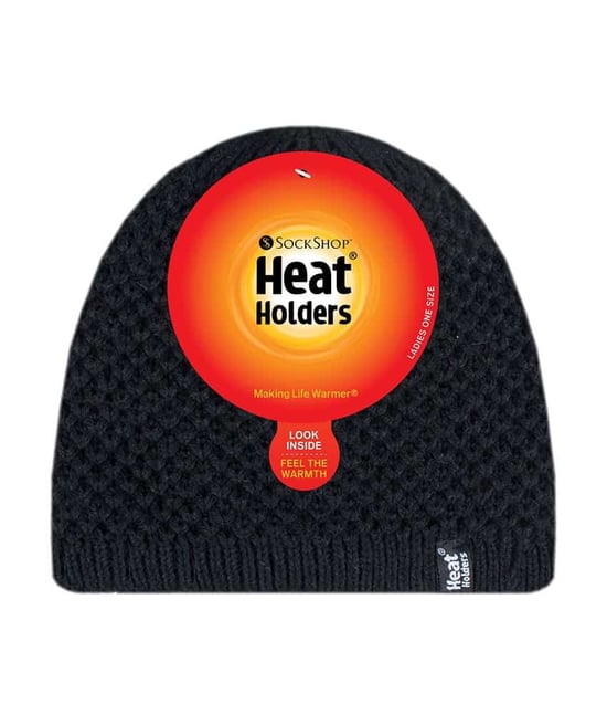Heat Holders - Ladies Knit Fleece Lined Warm Thermal Beanie Hat - Image 2